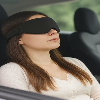 masque sommeil femme dort dans voiture