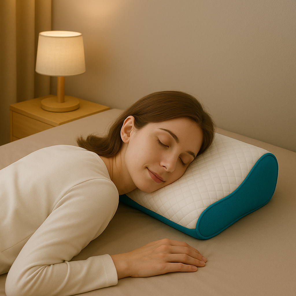 oreiller ergonomique cervical femme dort sur ventre